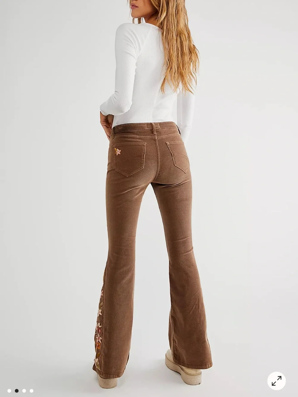Driftwood Farrah Flare Embroidered Corduroy Jeans 26 x 34 - Picture 2 of 14